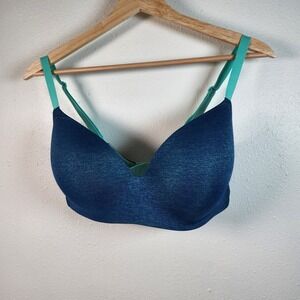 Victoria's Secret 38D Bra Heathered Blue Turquoise Soft Padded Lined Demi
